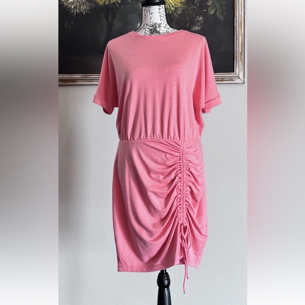 Express Womens Pink Cinched Tie Pullover Shirt Dress Casual Size Small